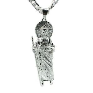 St Jude with 26” Diamond Cut Cuban Necklace .925 SILVER